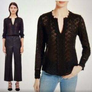Rebecca Taylor Florence Black Lace Blouse
